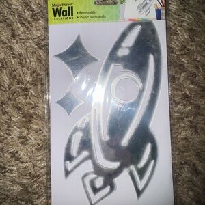 Rocket ship mirror wall decals